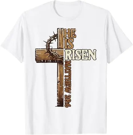 Easter Cross He Is Risen Jesus Christian Men Women T-Shirt Christian Cross Bible John 3:16 Reflection 0L3Q48 Saying Tee Novelty