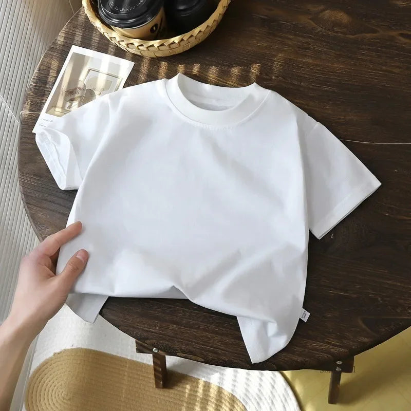 2025 Children's Cotton Short Sleeve White Red Black T-shirt Girls' Summer Baby Clothes Kids Boys' Tops