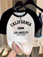 Women's California Graphic T-Shirt with Heart Design EST 1776 LOS ANGELES United States Print Casual T Shirt Graphic Y2k tshirt