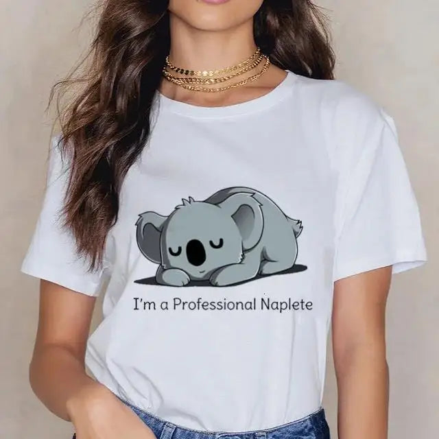 Women Cartoon Kawaii Animal Koala Print Woman Tshirt Harajuku Ropa Mujer Graphic Plus Size T-Shirt Casual Streetwear  Tees