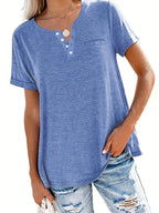 Plus Size 1XL-8XL Women's Loose Tops Ladies Casual V-neck Short Sleeve Pocket T-shirt Spring and Summer New Style