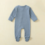 Organic Cotton Baby Rompers Waffle 100% Cotton Infant Boys Girls Jumpsuit Zipper Footed Solid Long-Sleeve Pajamas Sleepsuits