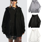 Women's Long Sleeve Zip Closure Breathable Lightweight Sweatshirts Perfect Autumn Hoodie Jackets in Casual Street Style