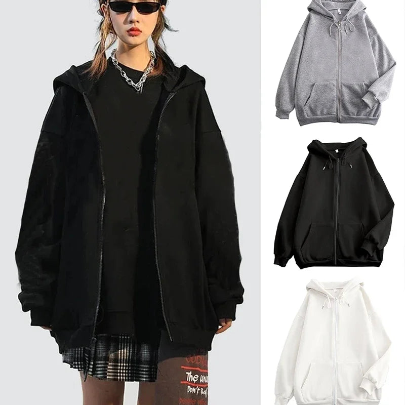 Women's Long Sleeve Zip Closure Breathable Lightweight Sweatshirts Perfect Autumn Hoodie Jackets in Casual Street Style