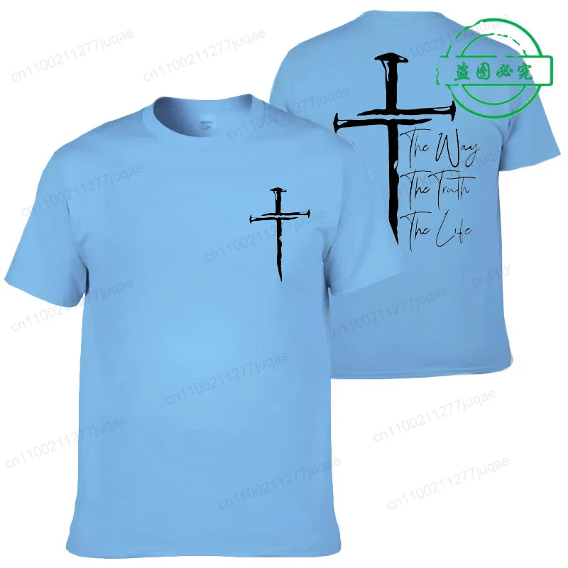 New Summer Men's T-Shirt Clothing Jesus Cross Vintage Printed Tees for Men Women Oversized Tops Christian Faith Shirt Clothing