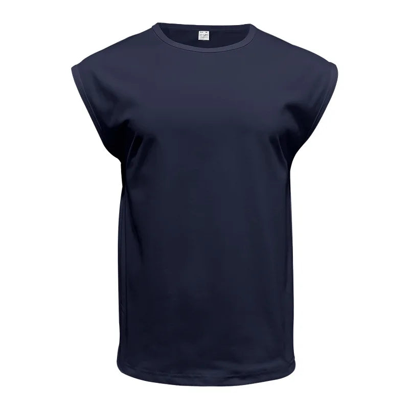 Amazon cross-border American summer new vest men's loose youth casual solid color thin shoulder T-shirt for men