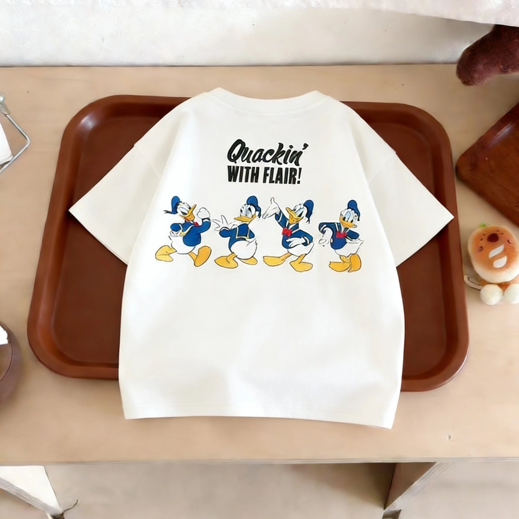 Disney Donald Duck T-shirt Summer Kids Clothing Printed Cartoon Short Sleeve Tops Popular Design Baby Boys T Shirts Crewneck