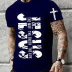 Loose Men T-shirt Summer Jesus The Way The Truth The Life Print T Shirt Christian Bible  Retro Design Men Street Tee Clothing