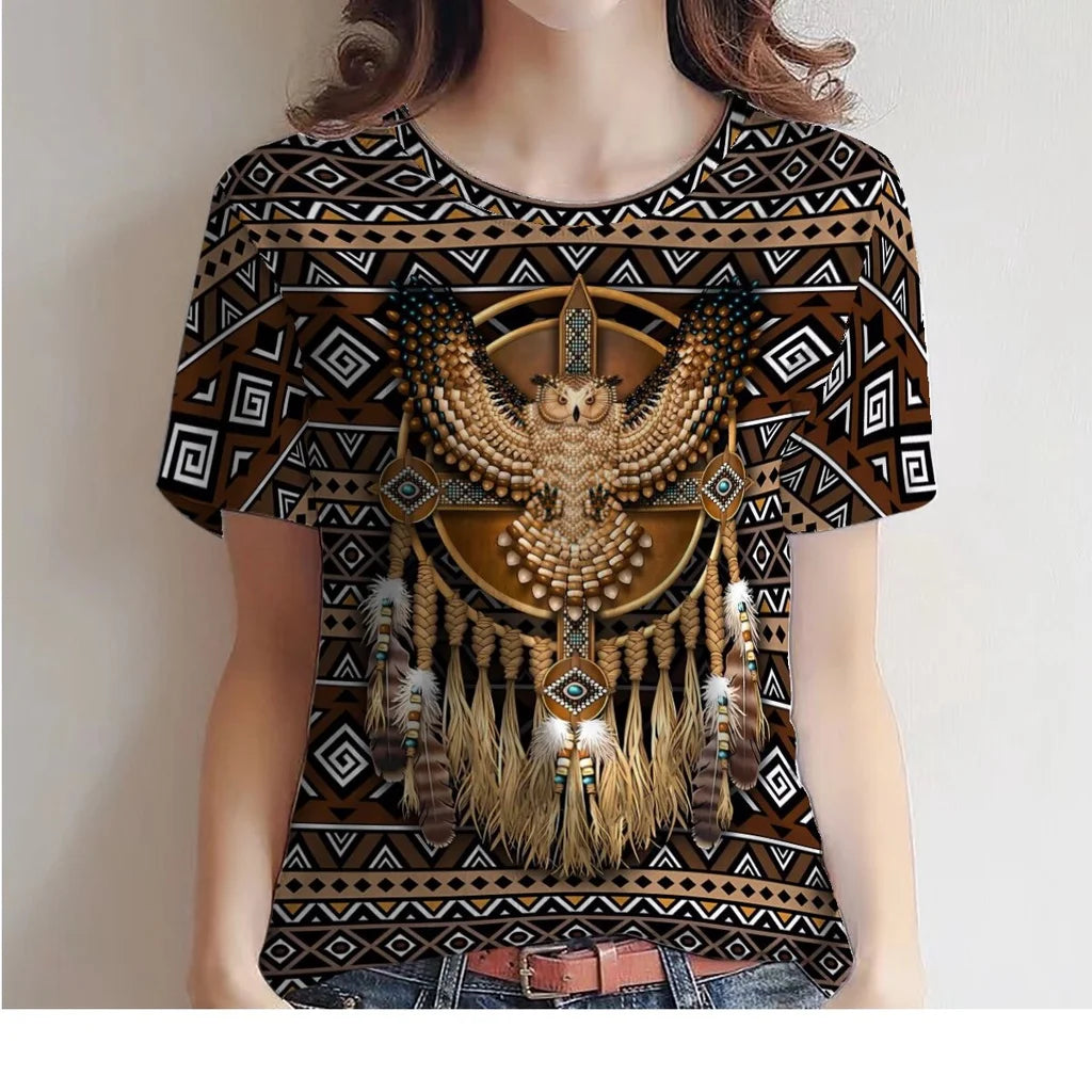 Women's T-Shirt for Women Summer Short Sleeve Loose Casual Flower Printed Top Indian Pattern Pullover T Shirts for Girls Sweater