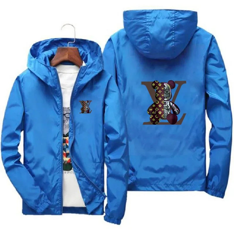 Spring and autumn casual printed zipper hooded jacket, fashionable new windproof and waterproof men's outdoor sportswear
