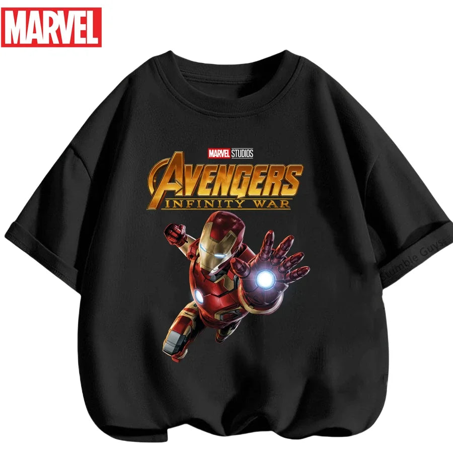 Kids Marvel Iron Man Avengers T-Shirt Boys Girls Summer Casual Tees 2026 New Anime Clothes