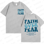 Faith Over Fear Christian Women T-shirts Christian Clothes Jesus Fashion Trendy T-shirts Bible Verse Sportwear Aesthetic Clothes