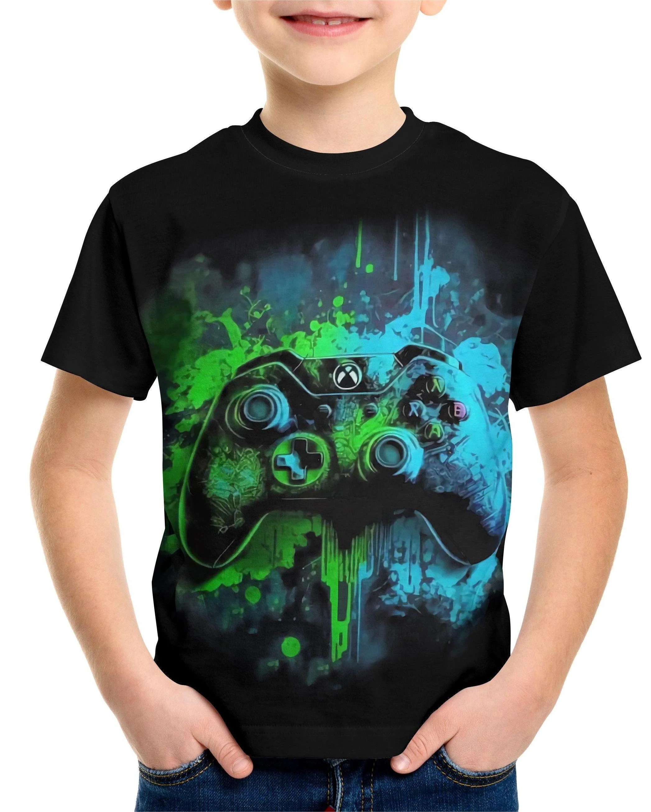 T-Shirts for Boys Short Sleeve 3D Gamepad Print Kids Summer Clothes Casual Fashion O-Neck Boys Tshirt Tops Children's Clothing