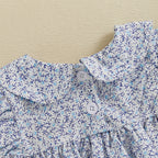 0-18M Infant Baby Girls Bowknot Embroidered Rompers Lovely Floral Print Doll Collar Short Sleeve Bubble Jumpsuits for Newborn