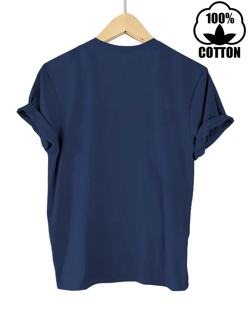 Plus Size Ladies' 100% Cotton T-Shirt Set Comfortable Casual T-Shirts, Colors Include Navy Blue White Black Beige