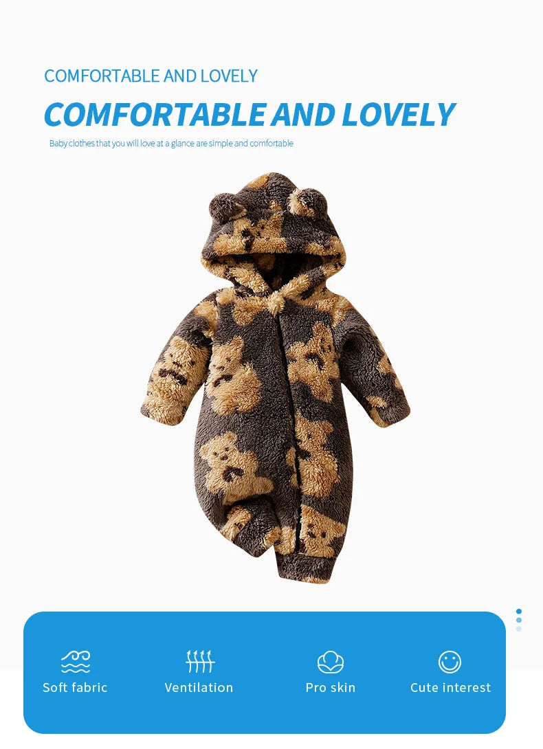 Autumn and Winter 0-18 Months Newborn Knitted Romper Baby Boy Girl Clothes bear Warmth Onesie Lovely Comfortable Hats Hipster