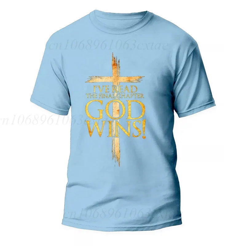 God Wins Christian Faith Cross T-Shirt Men Fashion Women's Tshirts Summer Fashion Tee Shirts Harajuku Shirts Casual Camisetas
