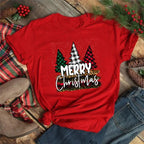 Women Tshirts Merry Christmas Tree Print Red Top Femal New Clothing Short Sleeve 90s Girls Lucky Deer T-shirts Aesthetic Clothes