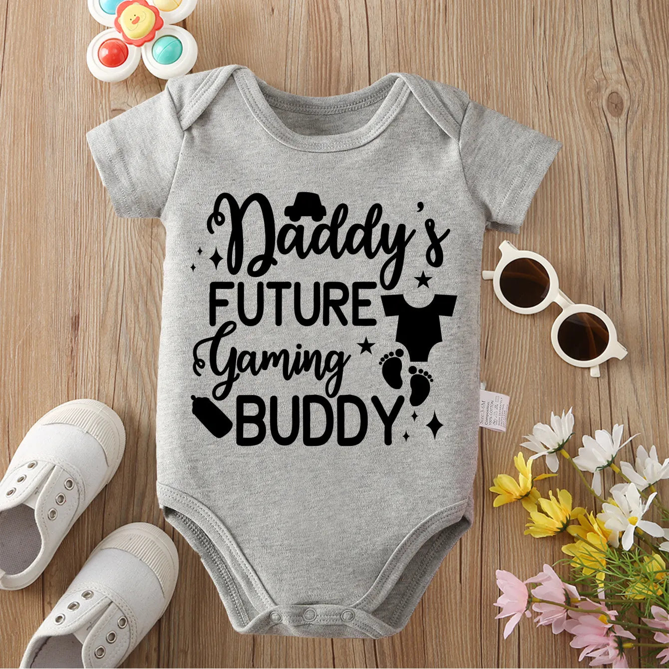 Daddy's Future Gaming Buddy Print Cloths Pure Cotton Comfortable Onesie Bodysuit for Baby Jumpsuit for 0 To 12 Months Newborn