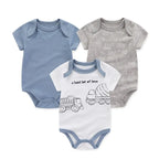 Unisex Cotton Newborn Baby Boy Clothes 3Pieces Summer 0-12M Cartoon Baby Girl Clothes Print Bodysuits Short Sleeve Bebes
