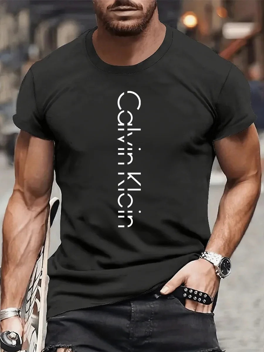 Luxurious brand fashionable cartoon letter print round-neck street-style short-sleeved T-shirt, trendy men's summer Y2K top