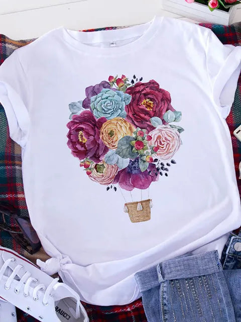 Plus Size Brave Soul L American Retro Letters Love White T-shirt Women Short Sleeve Round Neck Casual Top Summer Aesthetics Tops