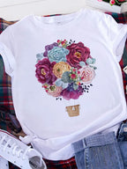 Plus Size Brave Soul L American Retro Letters Love White T-shirt Women Short Sleeve Round Neck Casual Top Summer Aesthetics Tops