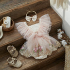 ma&baby 0-24M Baby Girl Romper Newborn Infant Jumpsuit Princess Floral Embroidery Tulle Outfits Birthday Party Clothing