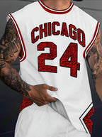 2025 Summer Men's CHICAGO NO.24 Graphic Tank Top Sleeveless Basketball Jersey Vest Men Round Neck Sports Gym Vest Men Clothing