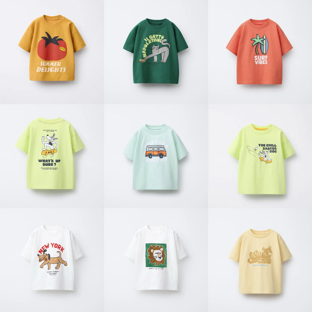 Simple All-match Base Shirt New Short Sleeve Lovely Round Neck T Shirt Thin Pure Cotton Clothes Boys And Girls Loose Casual Wear