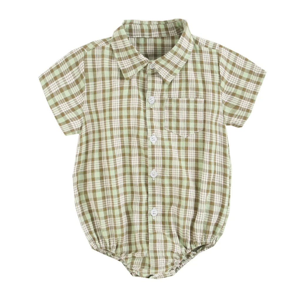 Sanlutoz Cotton Baby Boys Bodysuits Fashion Newborn Clothes for Baby Boy Short Sleeve Summer Baby Clothing Plaid