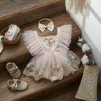 ma&baby 0-24M Baby Girl Romper Newborn Infant Jumpsuit Princess Floral Embroidery Tulle Outfits Birthday Party Clothing