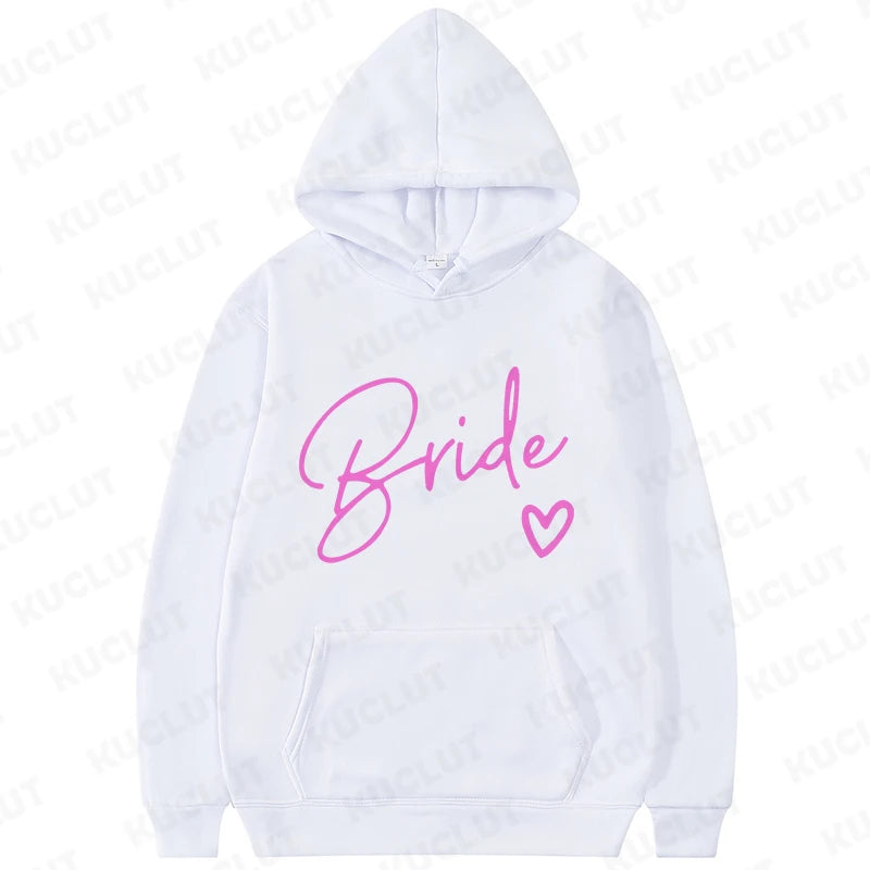 Team Bride Matching Hoodies Women Soft Casual Bridesmaid Bachelorette Party Gift Hooded Sweatshirts Wedding Group Outfits Tops