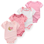 4Pieces Newborn Baby Boy Clothes Cartoon Cotton Romper Summer Short Sleeve Baby Girl Clothes 0-12M Print Bodysuit Bebes
