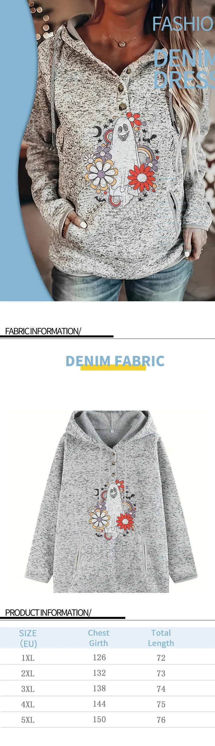 Women Plus Size Woven Autumn Hoodie