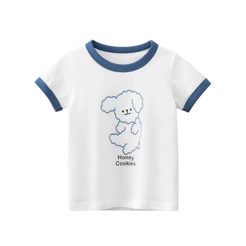 2025 Summer 2-8 Years Kids Girl Shorts Sleeve T-shirts Printed Little Girl Top Baby Girl T Shirts Children Toddler Girl Clothes
