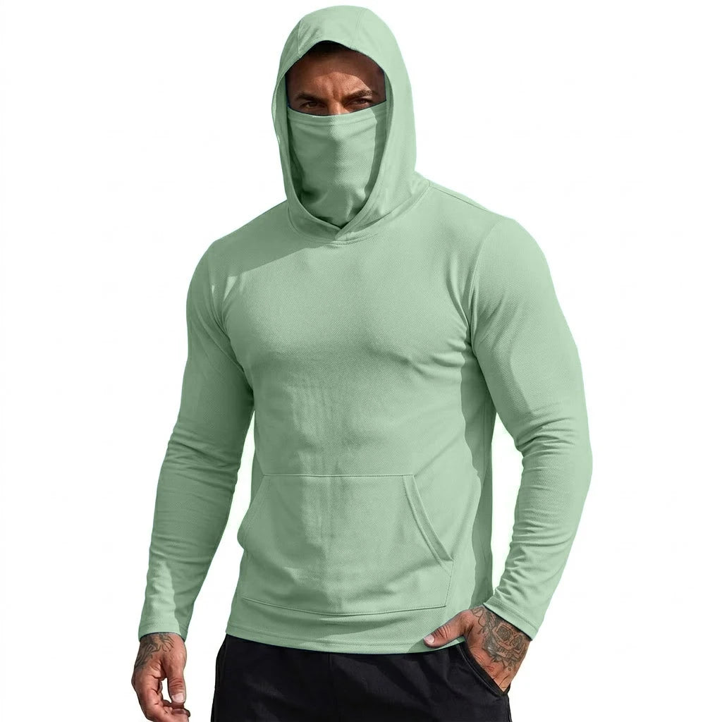 Mens UPF50+ Performance T-Shirt Hoodie Hiking Quick Dry Sweatshirts Sunscreen Fishing Wear Long Sleeve Sun Protection Tshirts