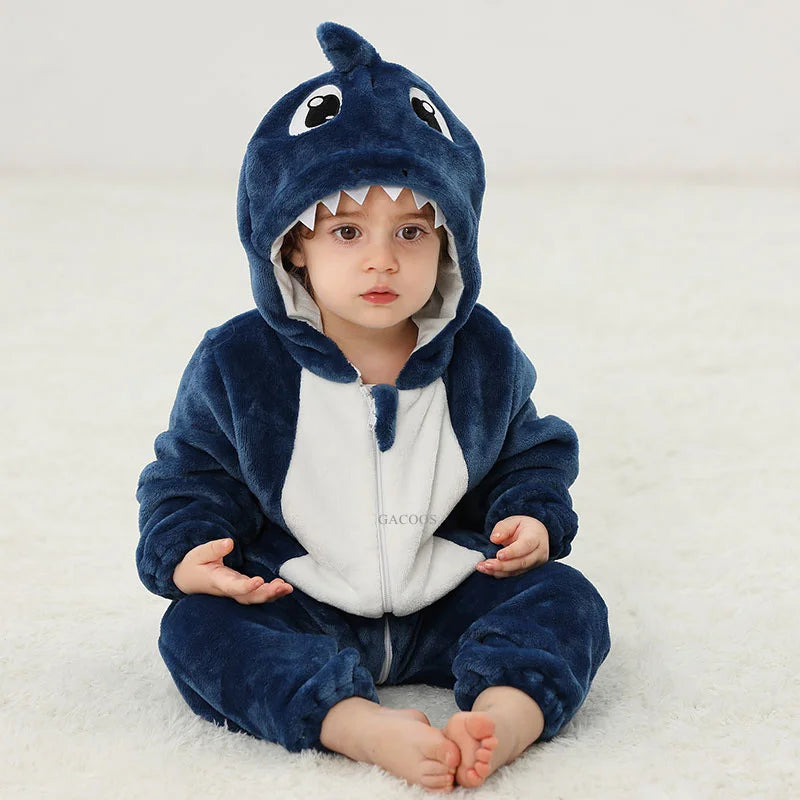 Cartoon Flannel Baby Rompers Unicorn Rabbit Dinosaur Pajamas Cotton Baby Boy Girls Animal Costume Baby Jumpsuit Kigurumi Outfits