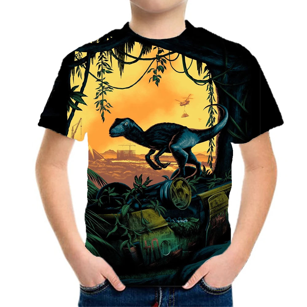 Children's Clothing Boys Tshirt Children's T-Shirts 3D Dinosaur Graphic Print Kids Summer Clothes Fashion Casual Tees Girl Tops