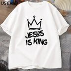 Jesus Is King T-Shirt for Him Jesus Christian Gift for Him Christ Religious T Shirt God Is Good Printed Tshirt High Quality Tee