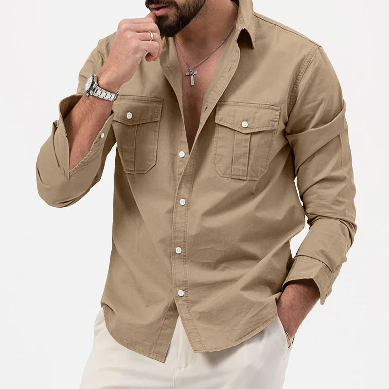 Men's Long Sleeve Shirt, Tiki Retro Solid Color Fitness Wear, Harajuku Street High Quality Fashion Jogging Fitness Autumn Shirt