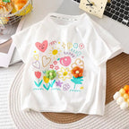 Jumping Meters Flowers Kids Tees Hot Selling Cotton Summer Girls Tshirts Baby Clothes Children's Tees Tops