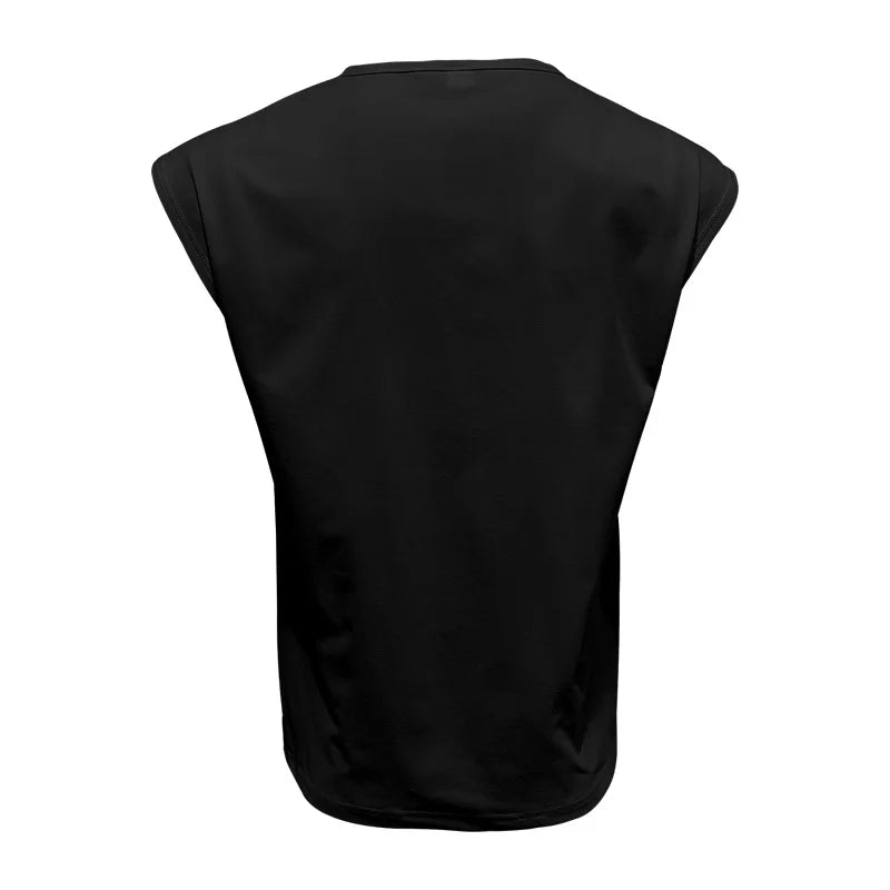 Amazon cross-border American summer new vest men's loose youth casual solid color thin shoulder T-shirt for men