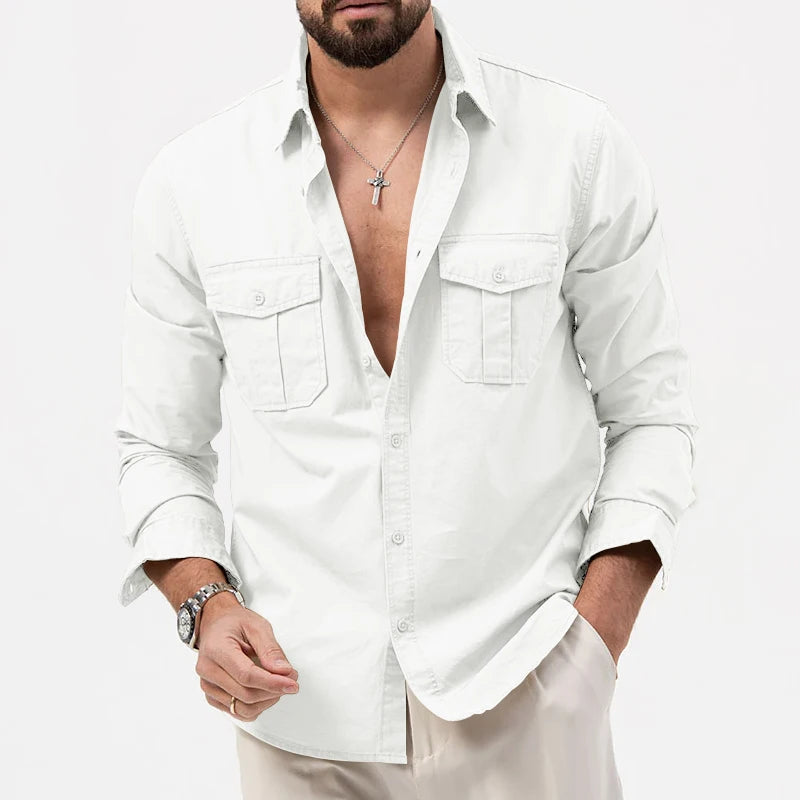 Men's Long Sleeve Shirt, Tiki Retro Solid Color Fitness Wear, Harajuku Street High Quality Fashion Jogging Fitness Autumn Shirt