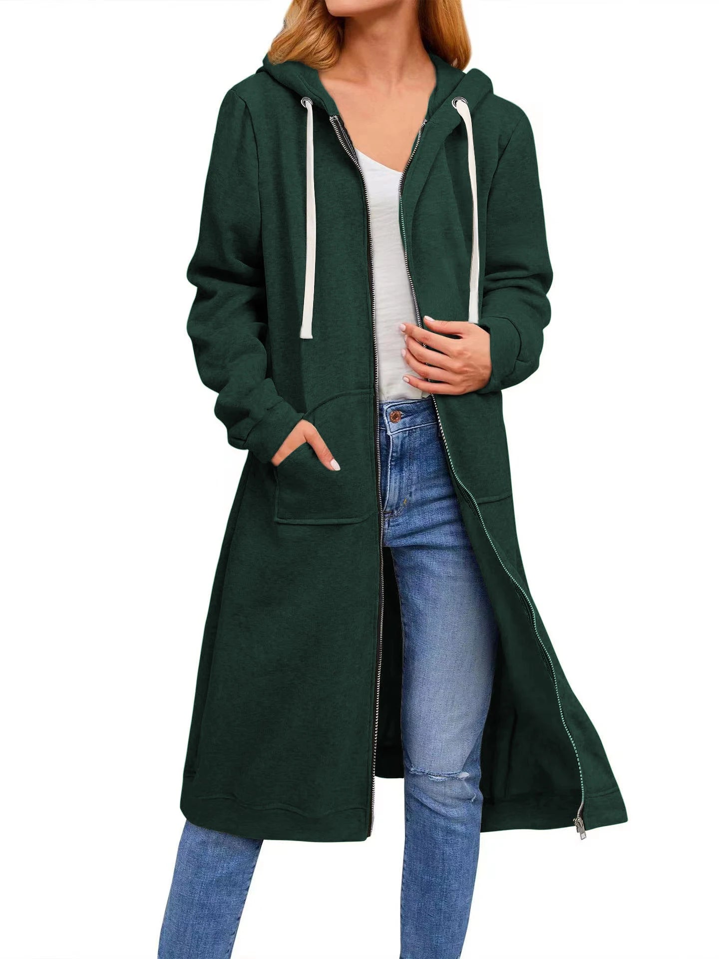 Plus Size Hoodies for Women Casual Full Zip Hoodies Comfortable Women's Long Hoodies Fashionable Sweatshirts With Pockets