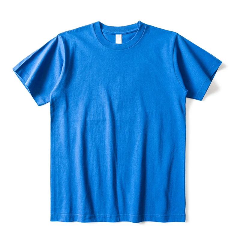 Plus Size Pure Cotton Full-color Short-sleeved T-shirt Solid Color Thick Loose Casual Versatile Bottoming Shirt Top Men Women