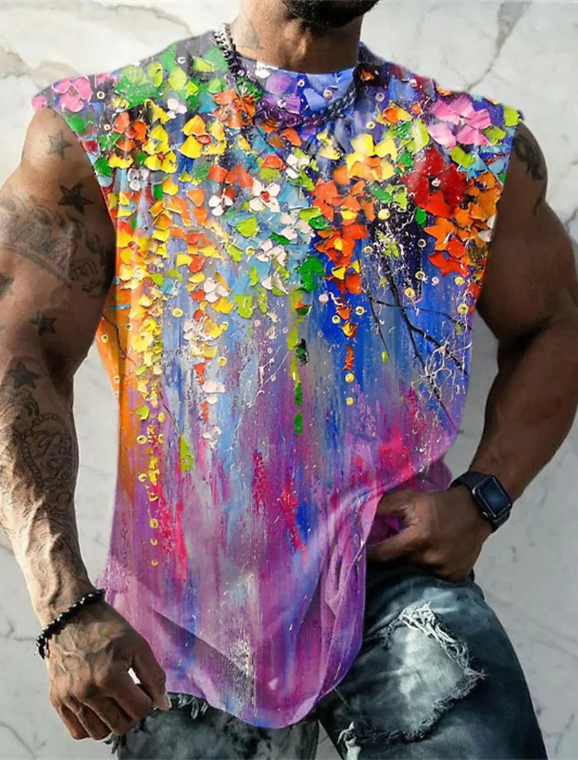 Men's Tank Top Sleeveless T-Shirt Pattern Print Summer Sports Running Gym Designer Casual Muscle Sleeveless Clothing 3D Printed