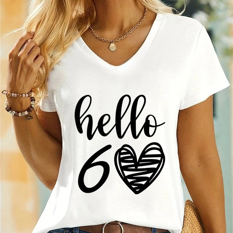 Woman T-shirts Hello 50 Essential Classic Graphic Retro Birthday Gift for Mom Women's Clothing 50th Birthday Gift T-shirt Female