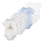 4Pieces Cotton Newborn Bodysuit Print Baby Girl Clothes 0-12M Cartoon Baby Boy Clothes Summer Short Sleeve Romper Bebes