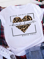 Plus Size Brave Soul L American Retro Letters Love White T-shirt Women Short Sleeve Round Neck Casual Top Summer Aesthetics Tops